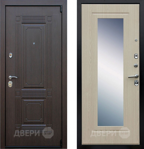 Входная металлическая Дверь АСД Викинг с зеркалом Белёный  дуб