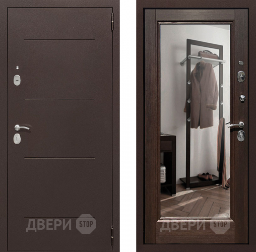 Дверь Престиж 100 с зеркалом Медь/Венге