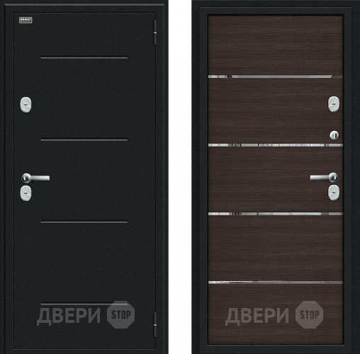 Дверь Bravo Thermo Лайн Букле черное/Wenge Veralinga