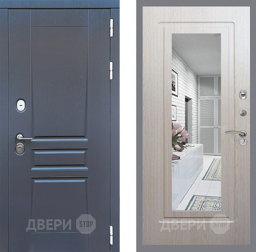 Дверь Стоп ПЛАТИНУМ Зеркало ФЛ-120 Беленый дуб