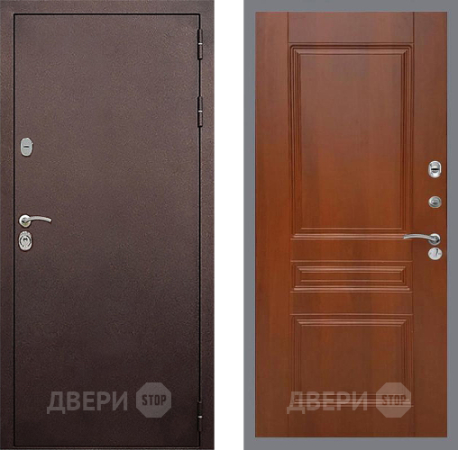 Входная металлическая Дверь Стоп КЛАССИК Медь ФЛ-243 Итальянский орех
