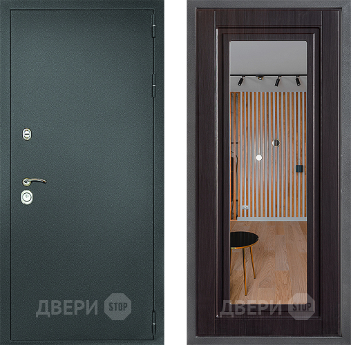 Входная металлическая Дверь Дверной континент Рубикон Серебро Дизайн ФЛЗ Зеркало Венге
