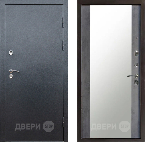 Дверь Престиж TERMO с терморазрывом Снегирь Серебро Зеркало Бетон темный