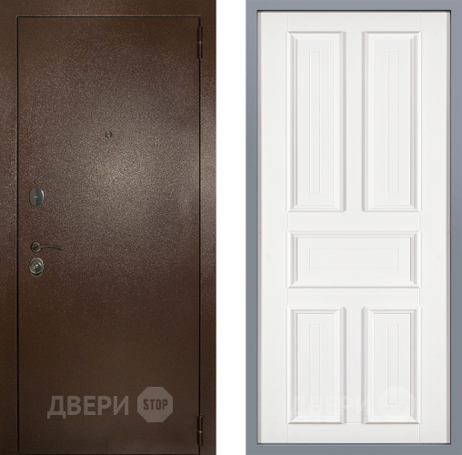 Дверь Заводские двери Эталон 3к антик медь Уругвай Белый софт