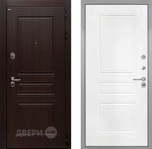 Входная металлическая Дверь Интекрон (INTECRON) Брайтон Тиковое Дерево ФЛ-243 Белый матовый