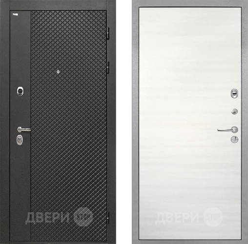 Входная металлическая Дверь Интекрон (INTECRON) Олимпия Black 4К Гладкая Дуб сильвер поперечный