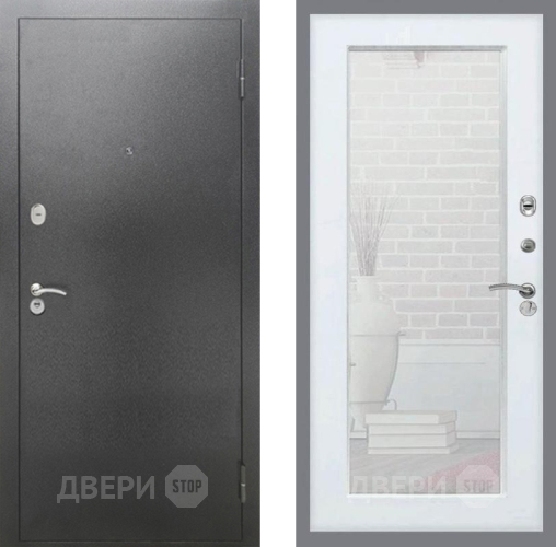 Дверь Рекс (REX) 2А Серебро Антик Зеркало Пастораль Силк Сноу
