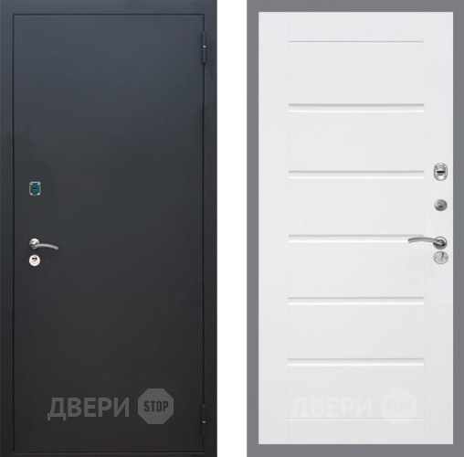 Входная металлическая Дверь Рекс (REX) 1A Черный Муар Сити Белый ясень