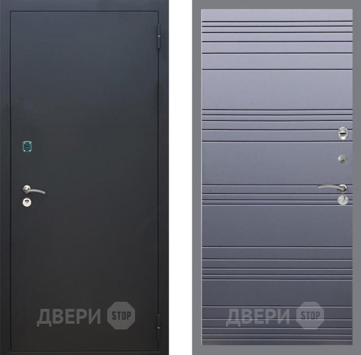 Входная металлическая Дверь Рекс (REX) 1A Черный Муар Line Силк титан